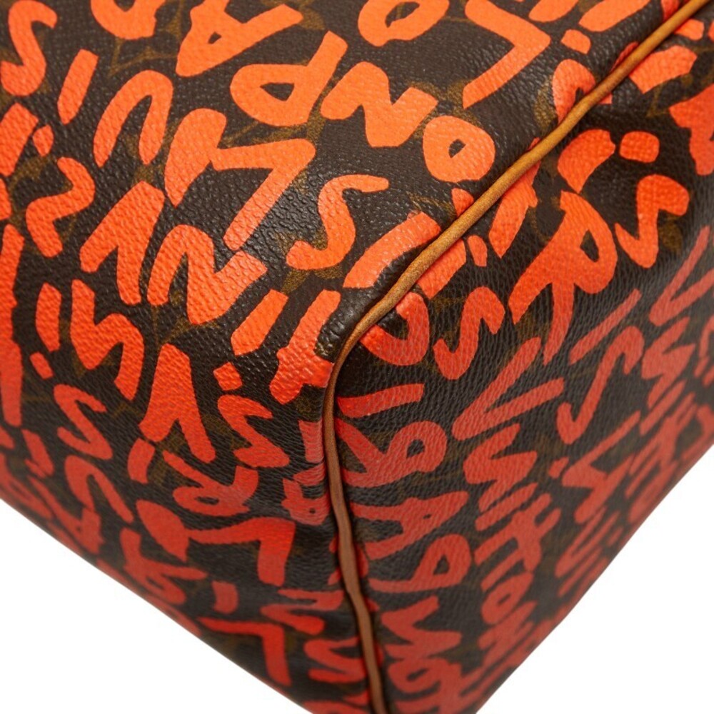 Louis Vuitton Monogram Graffiti Speedy Boston Bag Handbag Orange Brown Leather - Picture 6 of 10